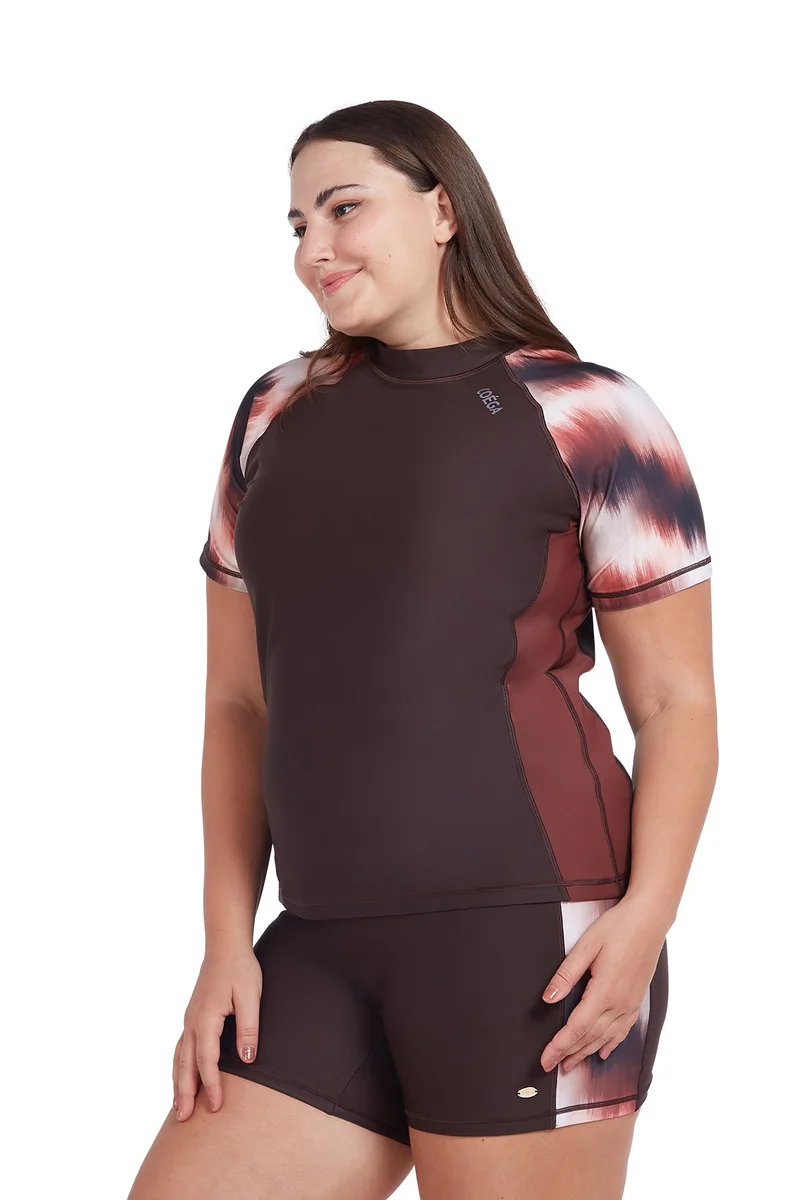 COEGA SUNWEAR  COEGA  Ladies Ladies Rashguard Short Sleeve - Chocolate Tie Dye for Women | Best Price UAE